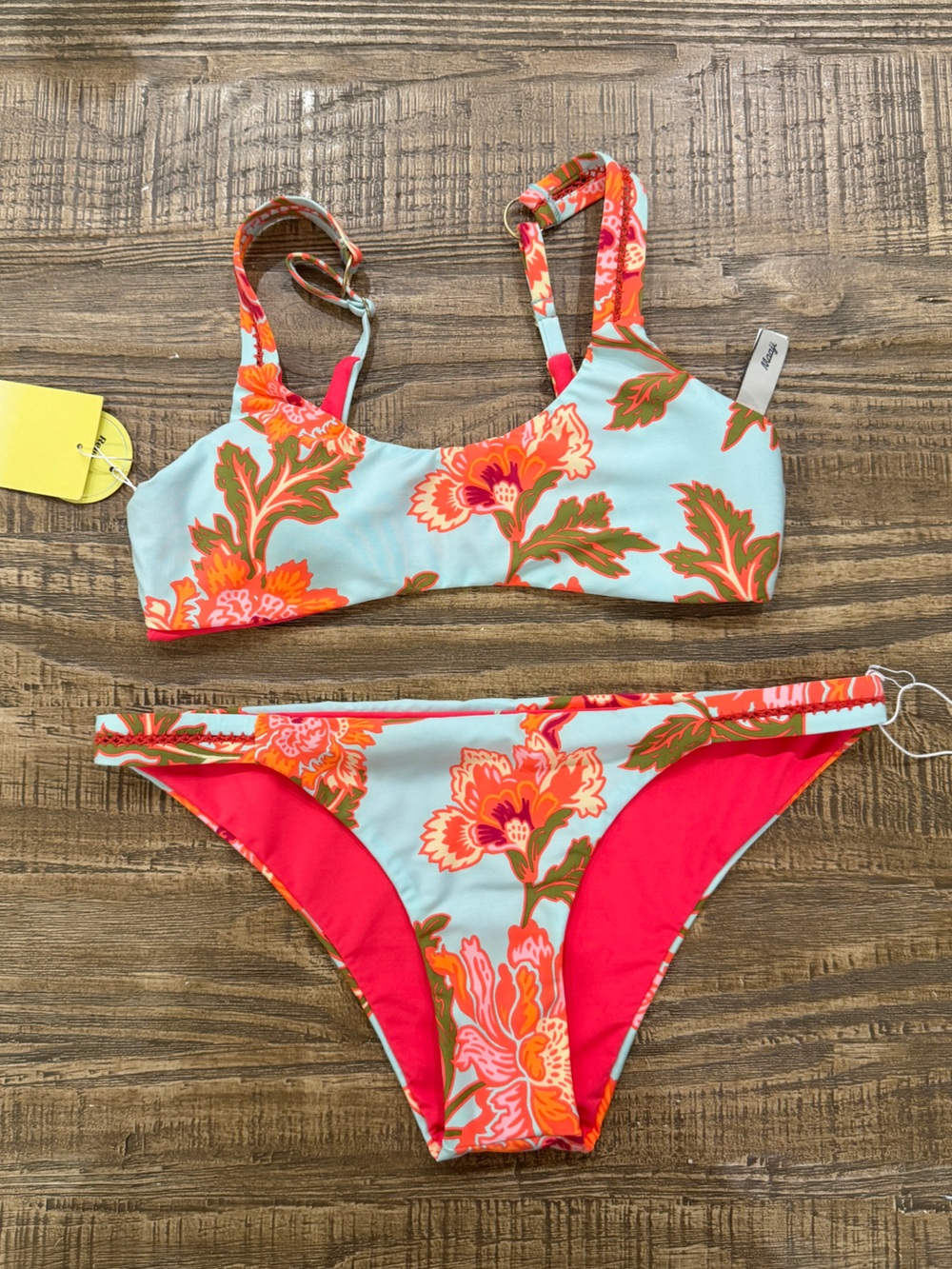 👙(SET) Maaji Floral Sky Nalai Reversible Bikini- Medium.